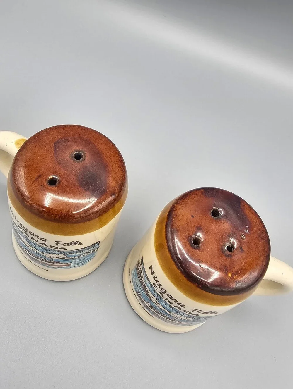 Vintage Niagara Falls Canada Ceramic Salt and Pepper Shakers Set